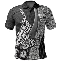 Hawaiian Shark Polynesian Polo Shirt Vibe Black Style LT6 Black - Polynesian Pride