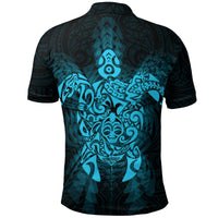 New Zealand Maori Polo Shirt, Wairua Tattoo Turtle Golf Shirts Blue - Polynesian Pride