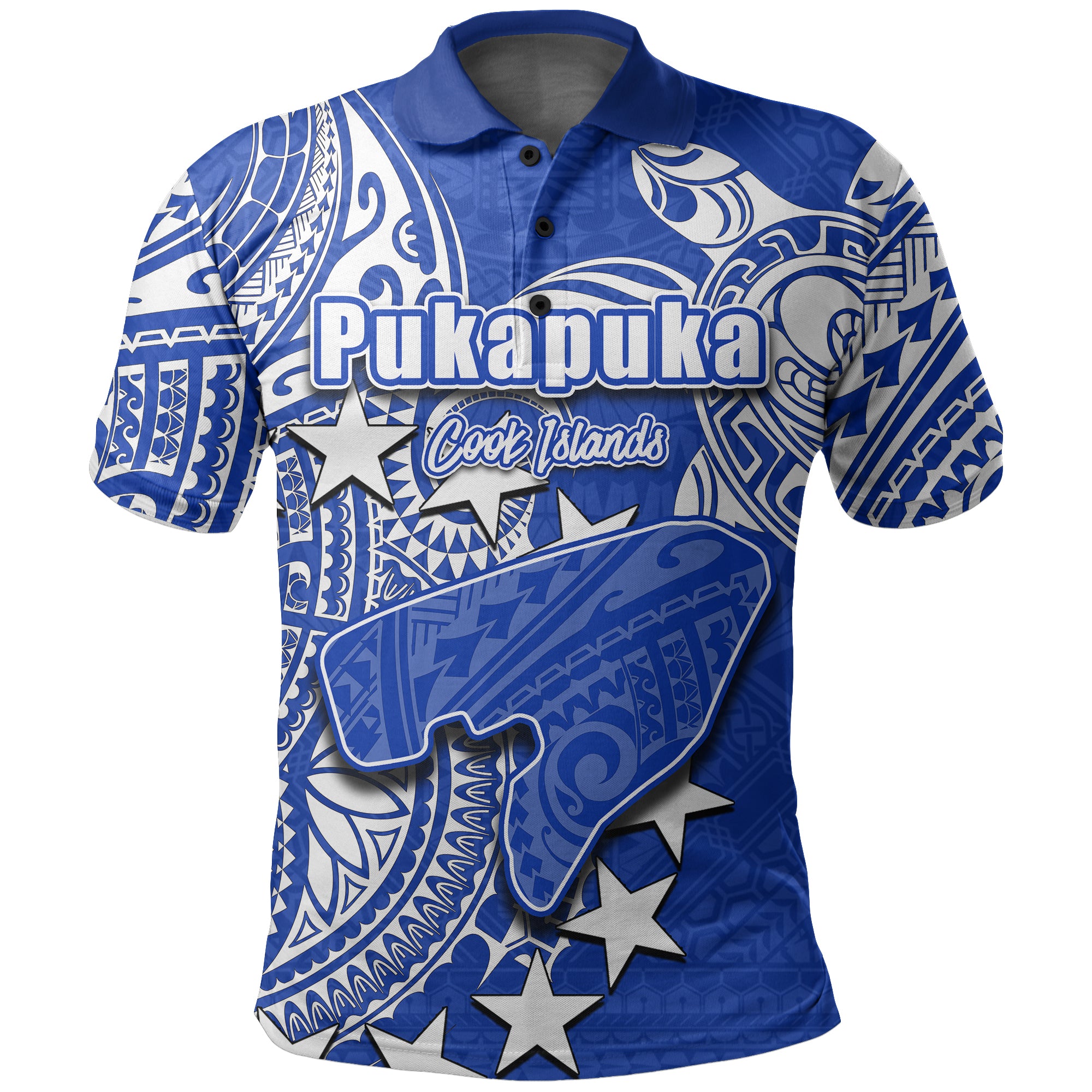 Custom Cook Islands Polo Shirt Pukapuka LT6 Blue - Polynesian Pride