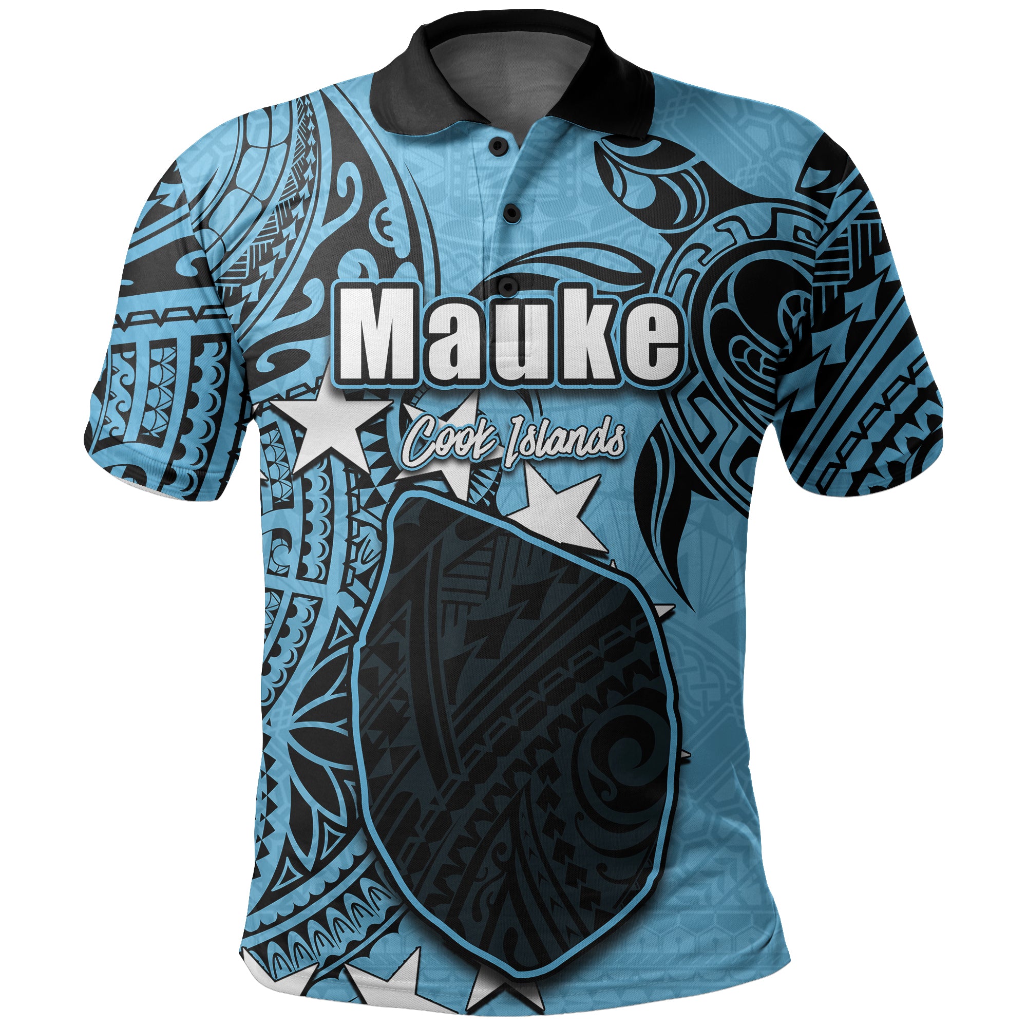 Custom Cook Islands Polo Shirt Mauke LT6 Blue - Polynesian Pride