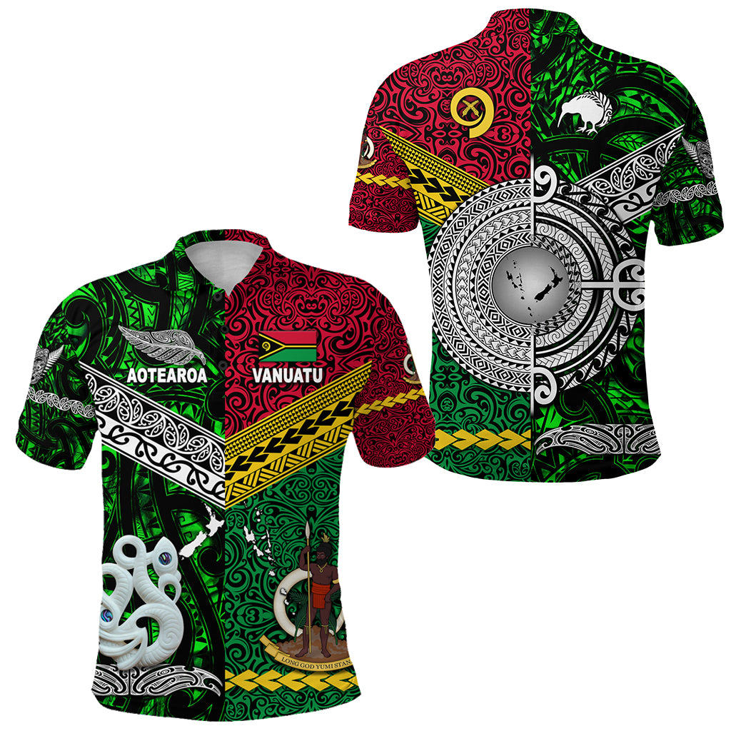Vanuatu New Zealand Polo Shirt Together Green LT8 Red - Polynesian Pride