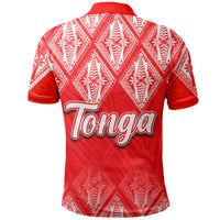 Tonga Polo Shirt Ngatu White and Red Style LT6 - Polynesian Pride