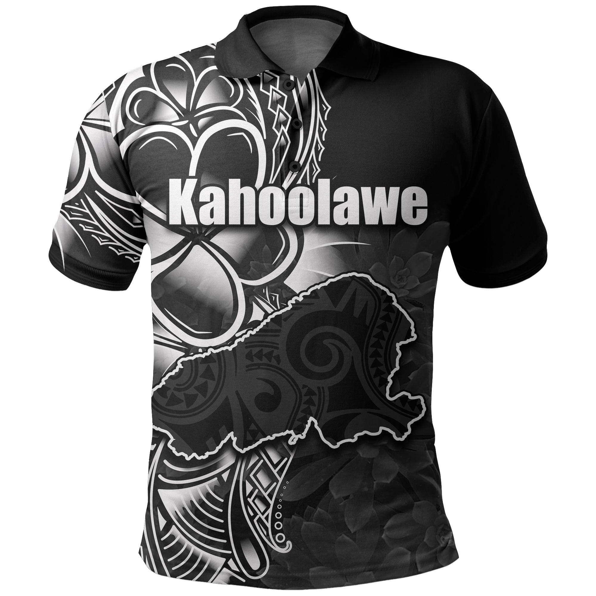 Custom Hawaiian Islands Polo Shirt Kahoolawe LT6 Unisex Black - Polynesian Pride