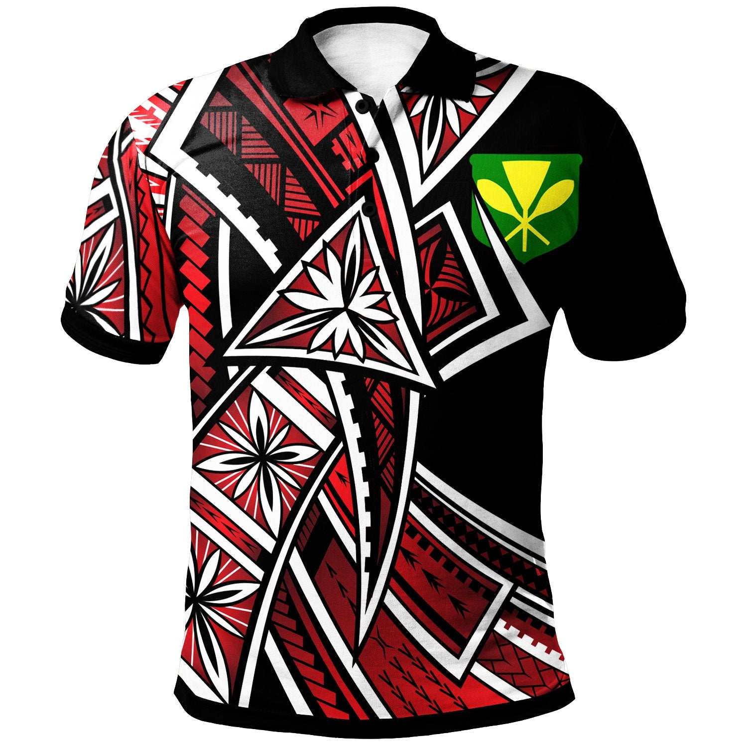 Hawaii Polo Shirt Tribal Flower Special Pattern Red Color Unisex Red - Polynesian Pride