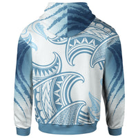 Polynesian Hoodie Hammerhead Shark Tribal Pattern Blue Color - Polynesian Pride