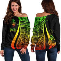 Guam Custom Personalised Women's Off Shoulder Sweater - Reggae Polynesian Tentacle Tribal Pattern Art - Polynesian Pride