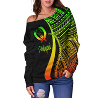Pohnpei Women's Off Shoulder Sweater - Reggae Polynesian Tentacle Tribal Pattern - Polynesian Pride