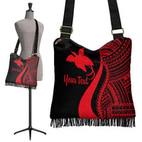 Papua New Guinea Custom Personalised Boho Handbag - Red Polynesian Tentacle Tribal Pattern - Polynesian Pride