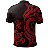 Papua New Guinea Polo Shirt Red Tentacle Turtle - Polynesian Pride