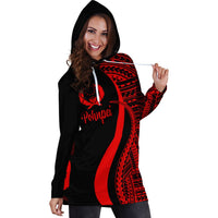 Pohnpei Women's Hoodie Dress - Red Polynesian Tentacle Tribal Pattern - Polynesian Pride