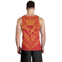 Hawaiian Kanaka Map Football Jersey Men's Tank Top - Red And Yellow - Roger Style - AH - Polynesian Pride