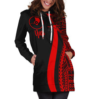 Yap Women's Hoodie Dress - Red Polynesian Tentacle Tribal Pattern - Polynesian Pride
