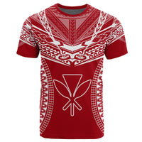 Hawaiian Kanaka Map Football Jersey T Shirt Red and White Roger Style - Polynesian Pride