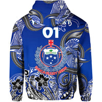 Custom Samoa Manu Zip Hoodie Rugby Unique Style Blue White LT8 - Polynesian Pride