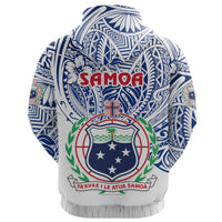 Custom Manu Samoa Rugby Zip Hoodie Simple Style White - Polynesian Pride