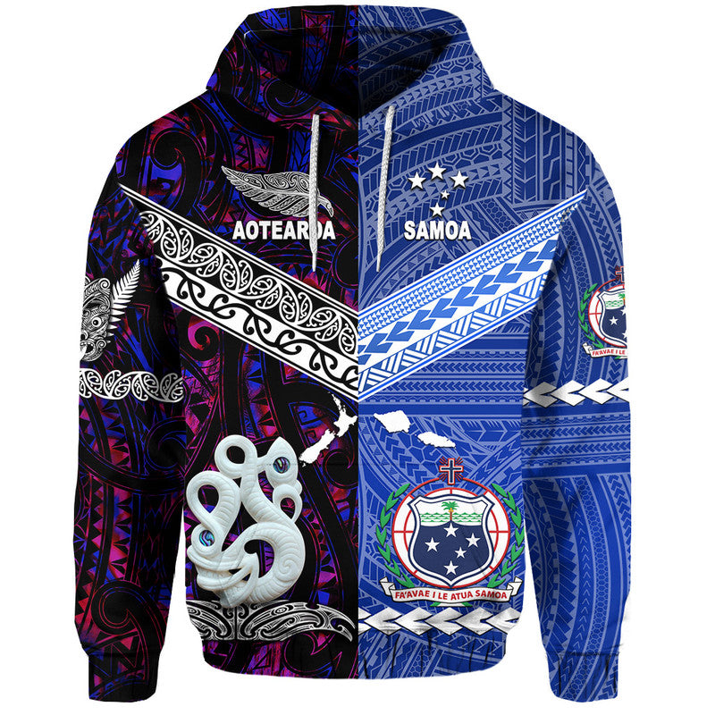 Custom Samoa and New Zealand Hoodie Together Purple LT8 Purple - Polynesian Pride