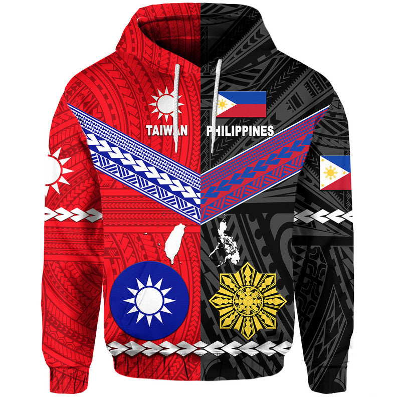 Custom Taiwan and Philippines Polynesian Hoodie Together LT8 Pullover Hoodie - Polynesian Pride