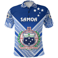 Custom Manu Samoa Rugby Polo Shirt Creative Style Full Blue, Custom Text and Number - Polynesian Pride
