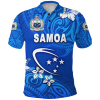 Manu Samoa Rugby Polo Shirt Unique Vibes Full Blue - Polynesian Pride