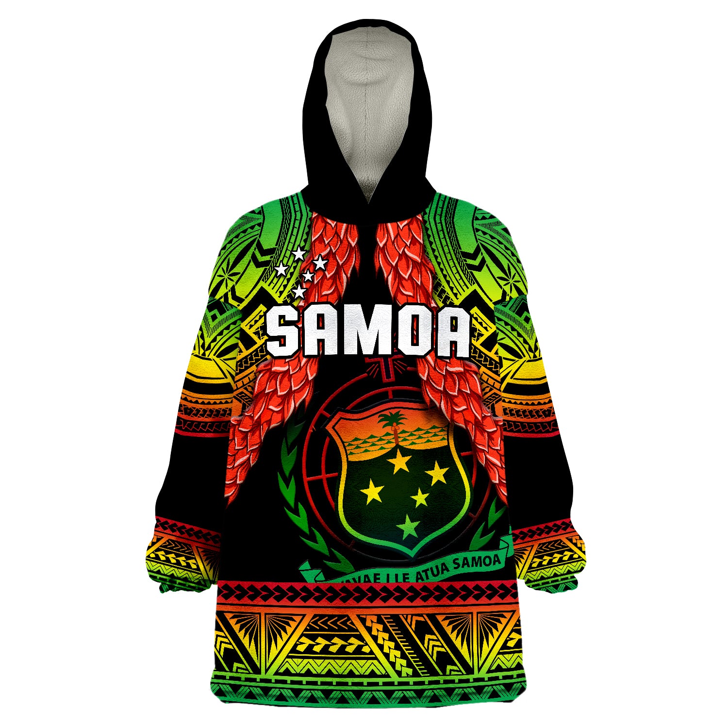 Samoa Rugby Teuila Torch Ginger Gradient Style Wearable Blanket Hoodie LT14 Unisex One Size - Polynesian Pride