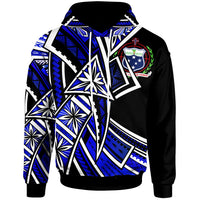 Samoa Hoodie Tribal Flower Special Pattern Blue Color Unisex Black - Polynesian Pride