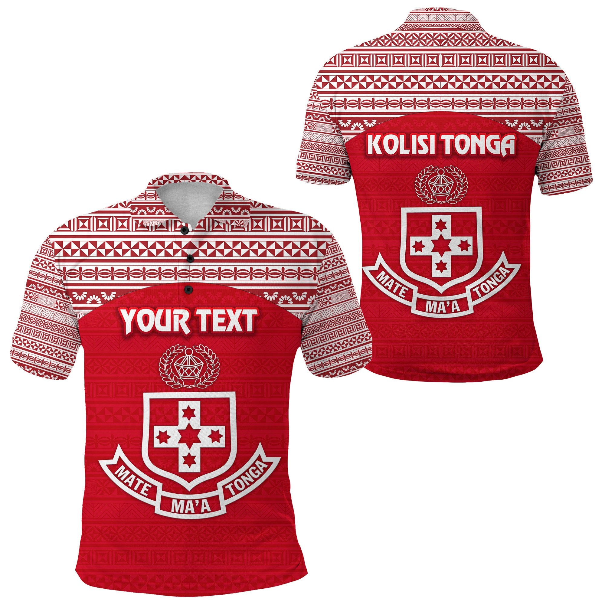 Custom Kolisi Tonga Polo Shirt Mate Maa Tonga Simple Version NO.1 Unisex Red - Polynesian Pride