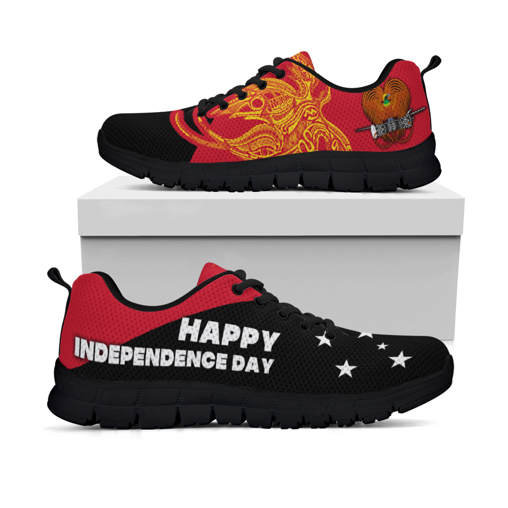 Papua New Guinea Sneakers Independence Day Flag Style - Black LT16 Unisex - Polynesian Pride