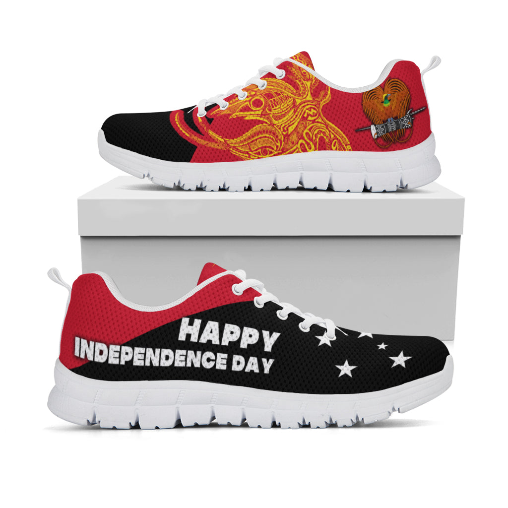 Papua New Guinea Sneakers Independence Day Flag Style - White LT16 Unisex - Polynesian Pride