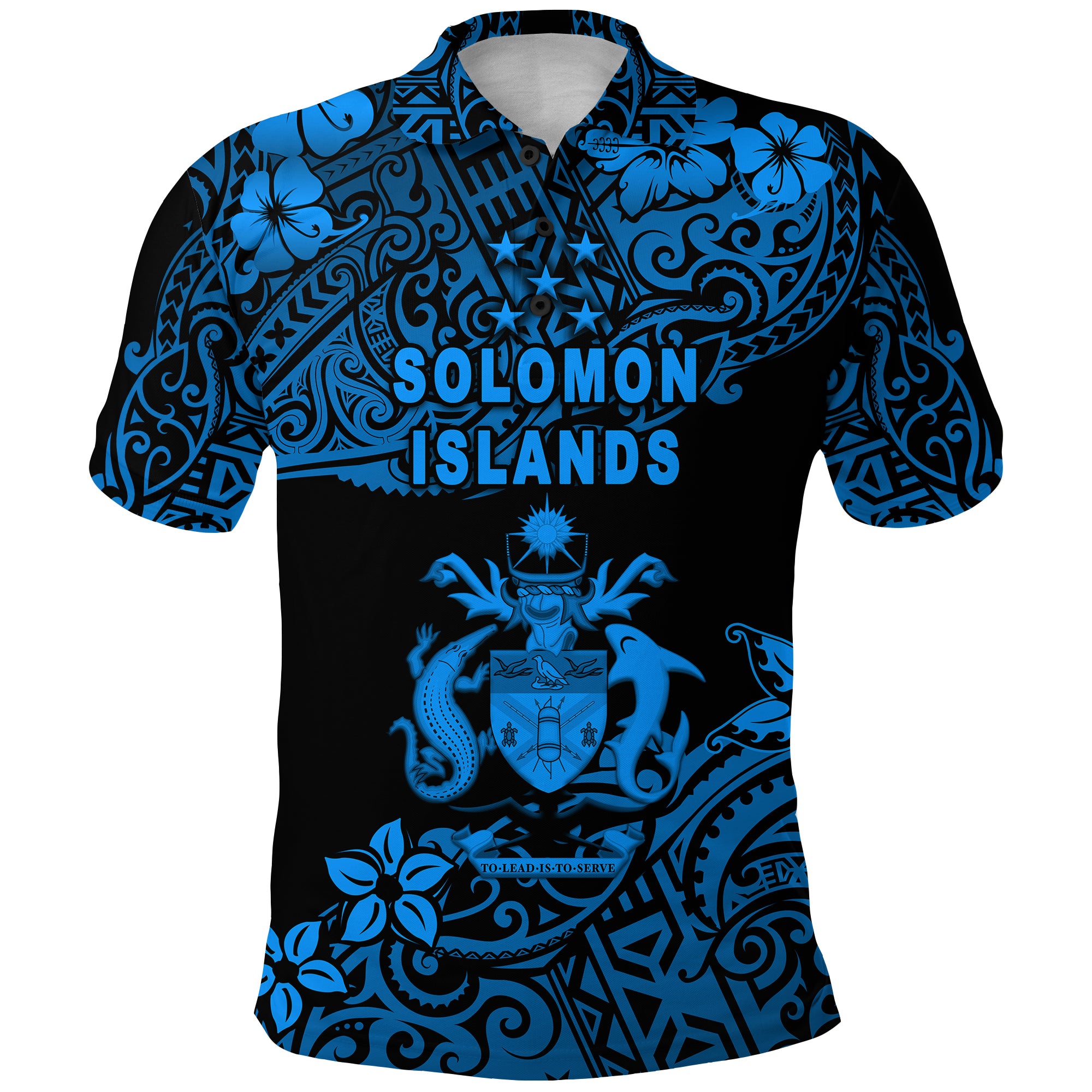 Solomon Islands Polo Shirt Unique Vibes Blue LT8 - Polynesian Pride