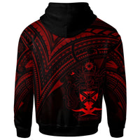 Solomon Islands Zip Hoodie Red Color Cross Style - Polynesian Pride