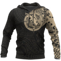 Hoodie Polynesian Surfing Girl Tattoo Style Special Unisex Gold & Black - Polynesian Pride