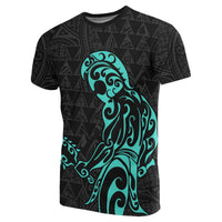 Polynesian Kakau Helmet Weapon Turquoise Kanaka Warrior T Shirt - Polynesian Pride