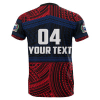 Custom Samoa Rugby Polynesian Patterns T Shirt Red - Polynesian Pride