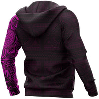 Hoodie Polynesian Tribal Lizard Tattoo Pink - Polynesian Pride