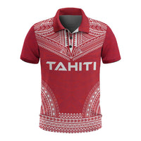 Tahiti Polo Shirt Tahitian Flag Polynesian Chief Tattoo Flag Version Unisex White - Polynesian Pride
