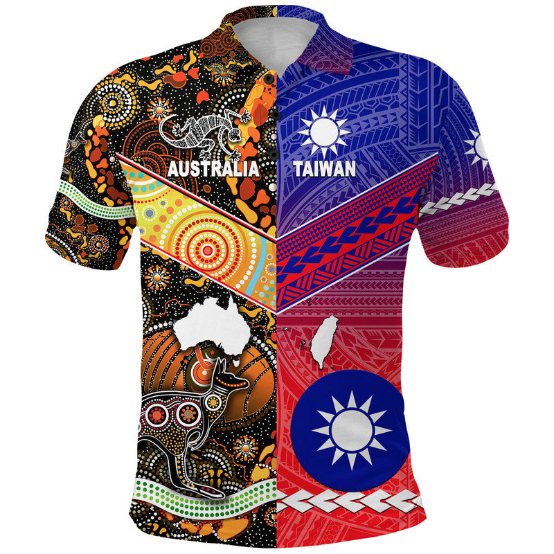 Custom Taiwanese Polynesian and Australia Aboriginal Polo Shirt Together Gradient Vibes LT8 - Polynesian Pride
