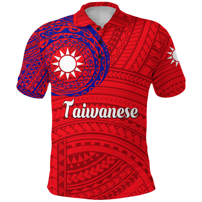 Custom Taiwanese Polo Shirt Taiwan Simple Polynesian Tattoo LT8 - Polynesian Pride