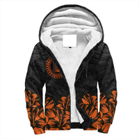 Lanai Map Hibiscus Polynesian Sherpa Hoodie - Lithe Style - AH Orange - Polynesian Pride