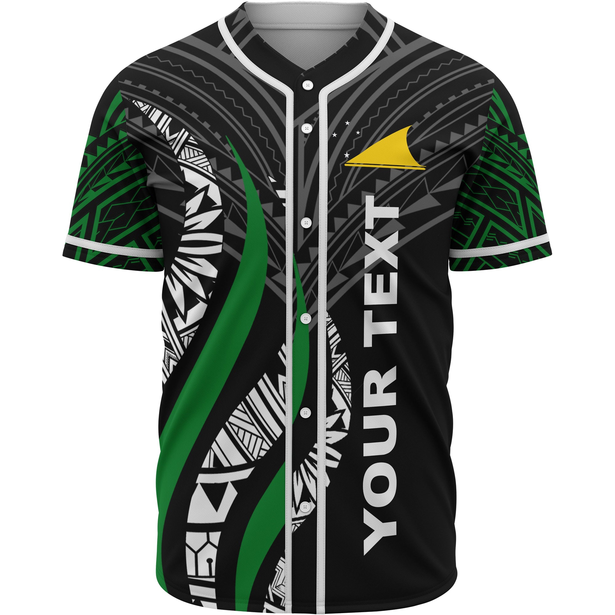 Tokelau Polynesian Custom Personalised Baseball Shirt - Tokelau Strong Fire Pattern Unisex Black - Polynesian Pride