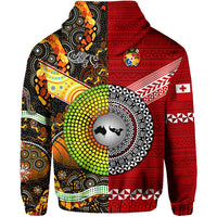 Tonga Ngatu and Australia Aboriginal Zip Hoodie Together LT8 - Polynesian Pride