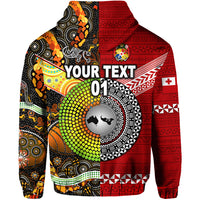 Custom Tonga Ngatu and Australia Aboriginal Zip Hoodie Together, Custom Text and Number LT8 - Polynesian Pride