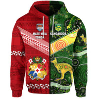 Custom Tonga Australia Rugby Hoodie Mate Maa Ngatu and Aboriginal Kangaroos Together LT8 Zip Hoodie - Polynesian Pride