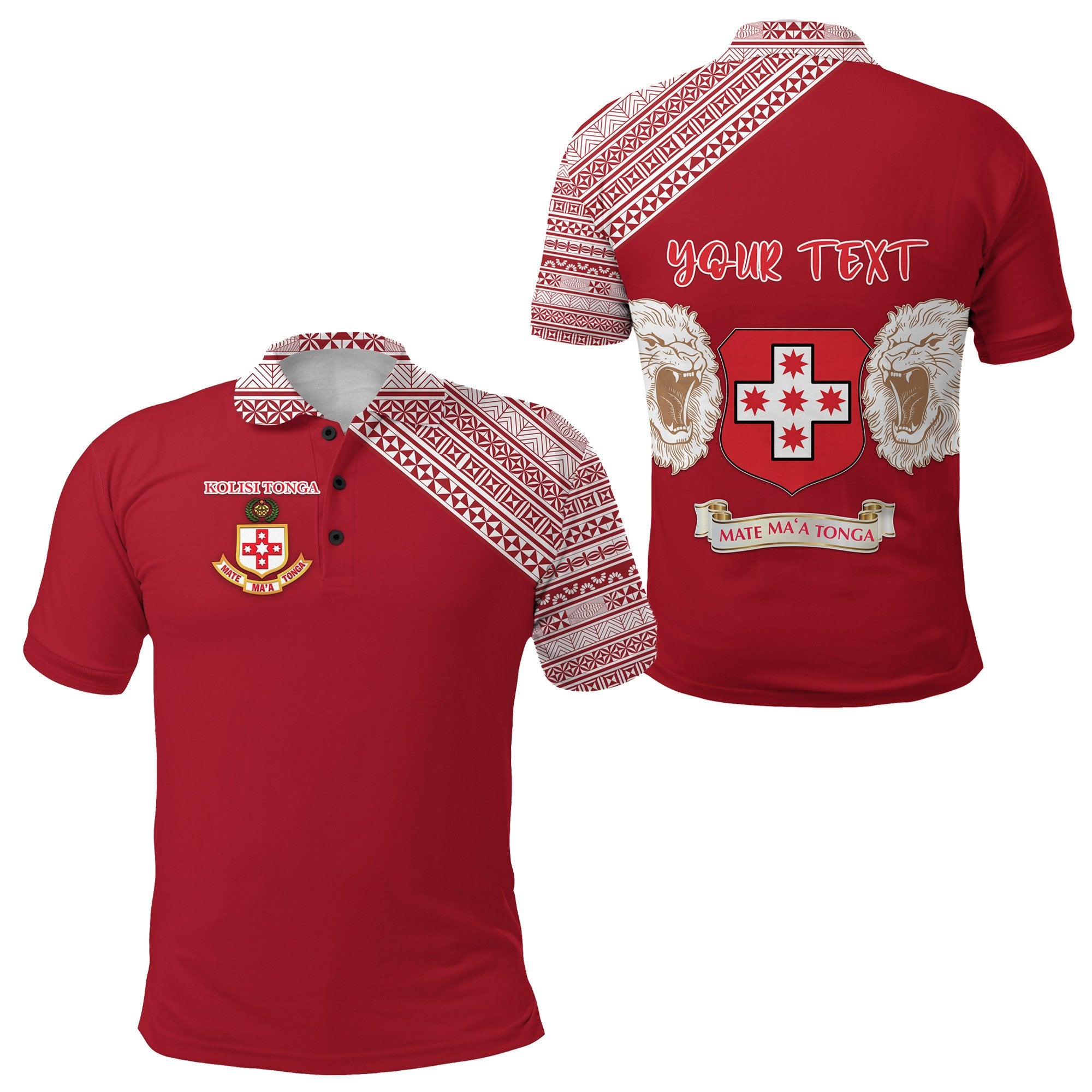 Custom Kolisi Tonga Polo Shirt Mate Maa Tonga Rugby Old Boys Unisex Red - Polynesian Pride