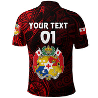 Custom Tonga Coat Of Arms Polo Shirt Simple Vibes Red, Custom Text and Number LT8 - Polynesian Pride