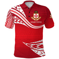 Custom Kolisi Tonga Polo Shirt Mate Maa Tonga Unique Version Red, Custom Text and Number - Polynesian Pride