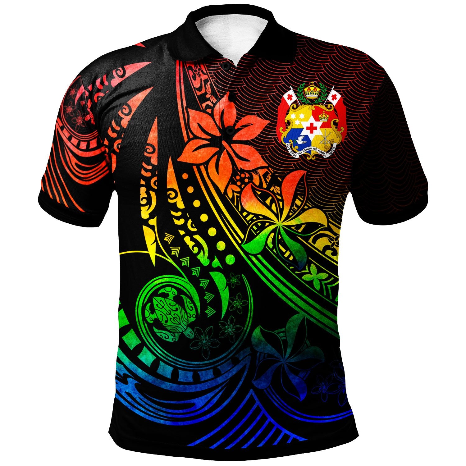 Tonga Polo Shirt The Flow Of The Ocean Rainbow Color Unisex Rainbow - Polynesian Pride