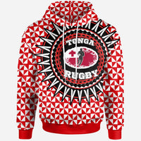 Tonga Hoodie Rugby Style Unisex Red - Polynesian Pride