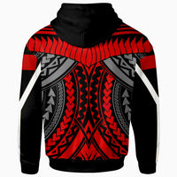 Tonga Zip up Hoodie Tooth Shaped Necklace Red - Polynesian Pride