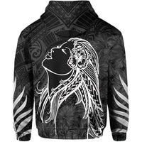 Polynesian Tropic Hula Girl Hibiscus Hawaii Zip Hoodie White - Polynesian Pride