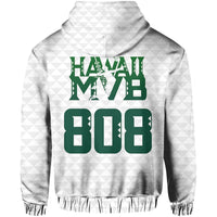 Volleyball Sport Kakau Hawaii zip Hoodie White - Polynesian Pride